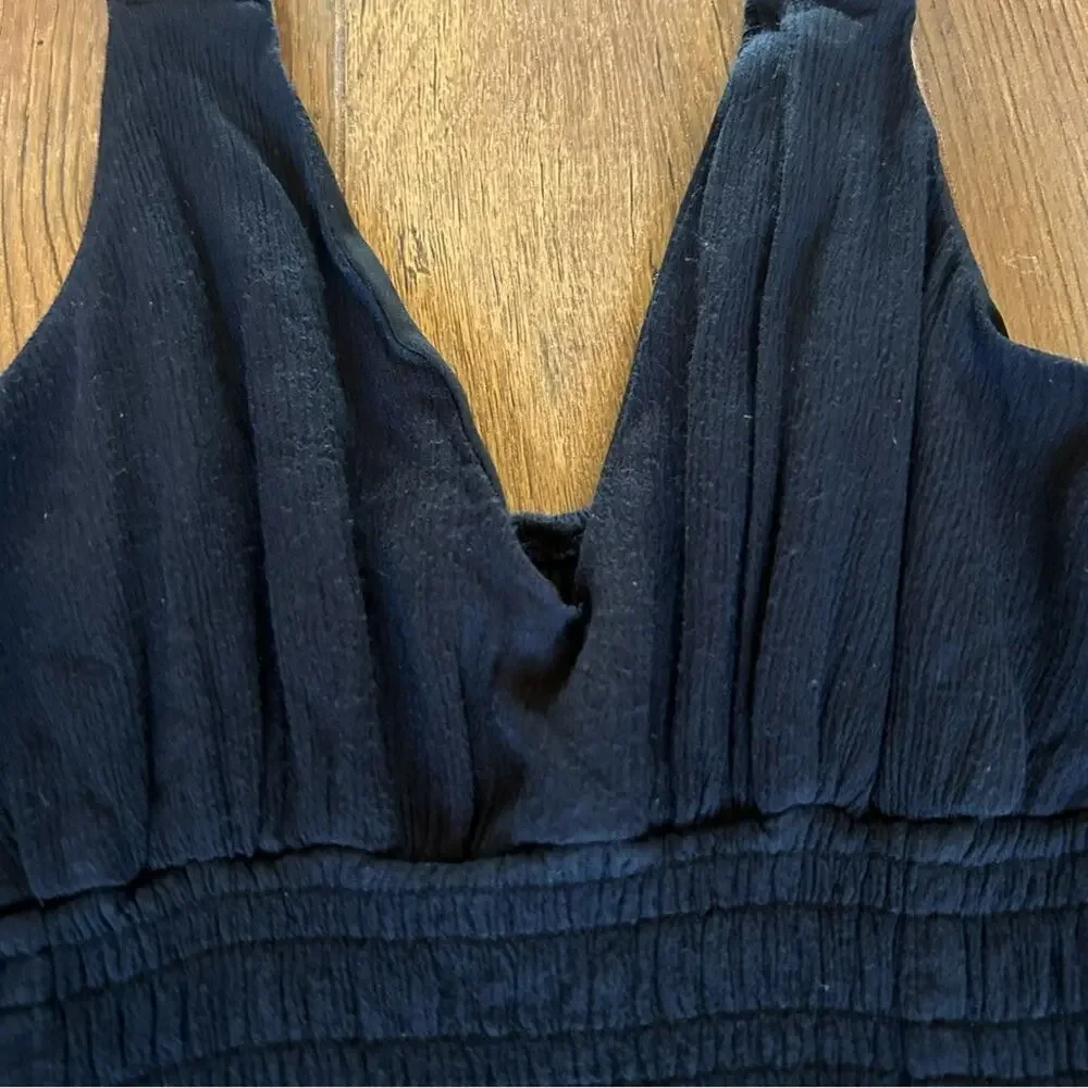 Abercrombie & Fitch Scrunchie Strap Maxi Dress Navy Blue Small